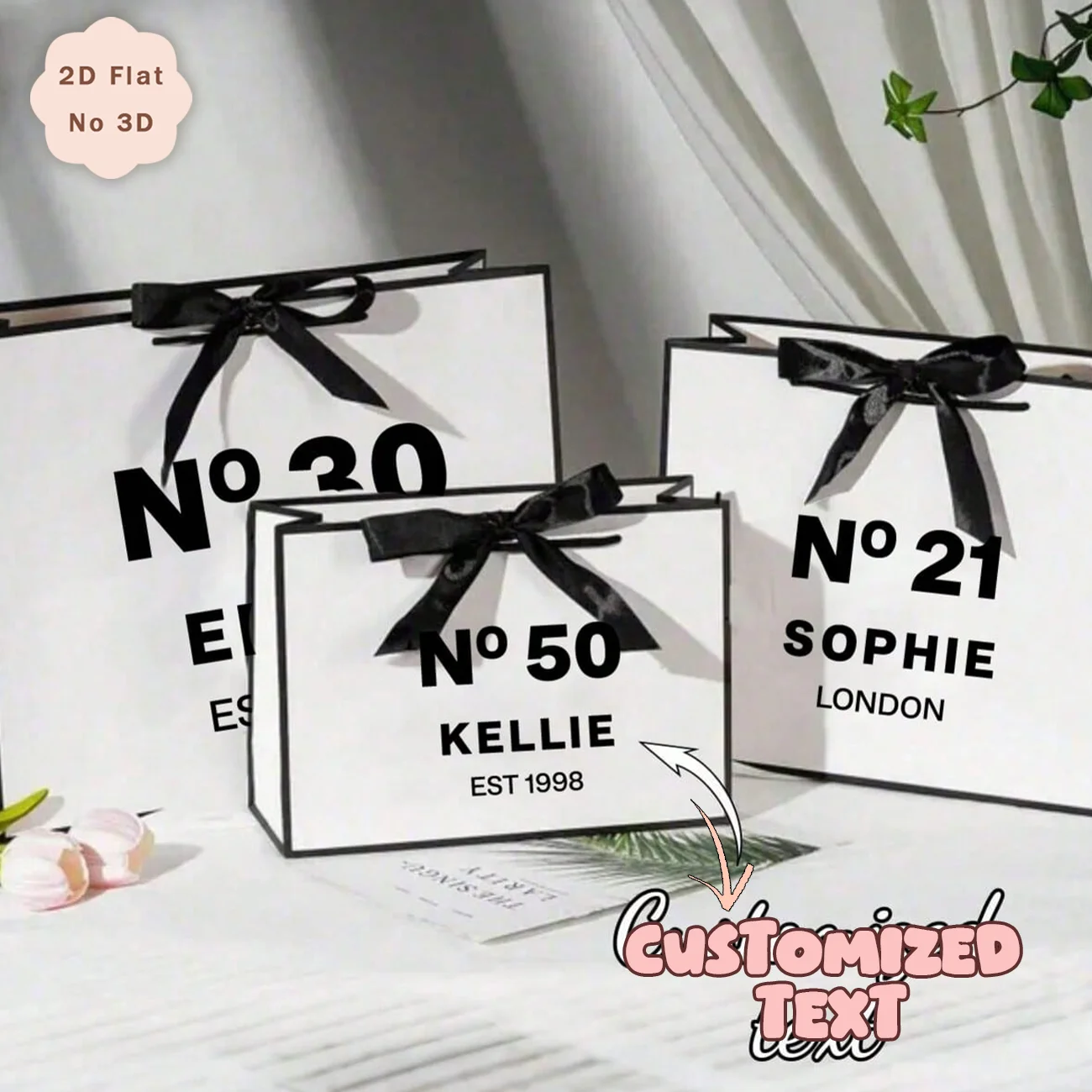 Sac cadeau d'anniversaire personnalisé avec âge et nom sur mesure, sac cadeau de célébration d'anniversaire avec ruban, emballage cadeau unique pour fête