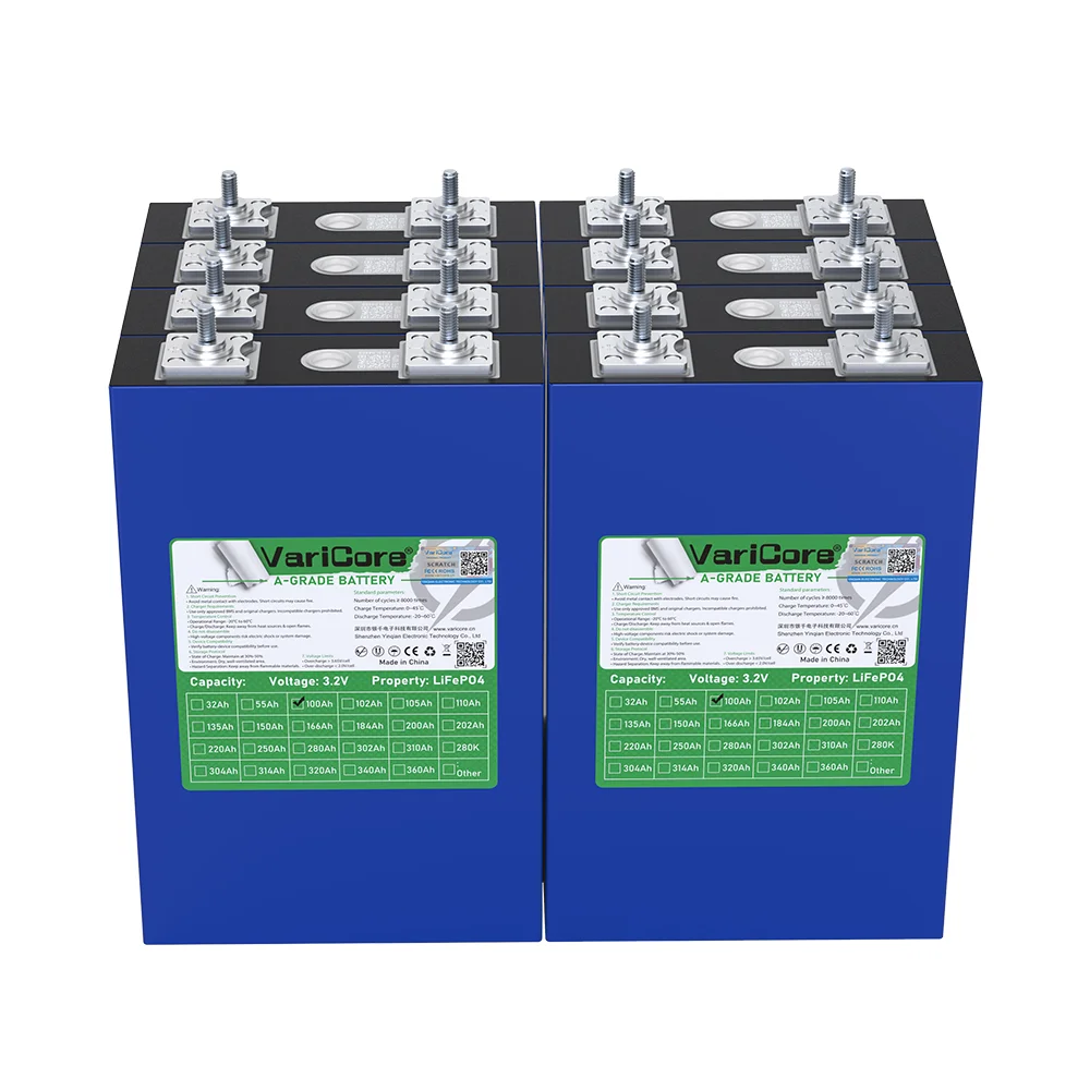 VariCore 3,2V 100Ah LiFePO4 Batteriezelle mit M6-Anschluss ≥8000 Zyklen Klasse A Lithium-Eisenphosphat-Zelle für DIY Solar-RV-Energiespeicherpakete
