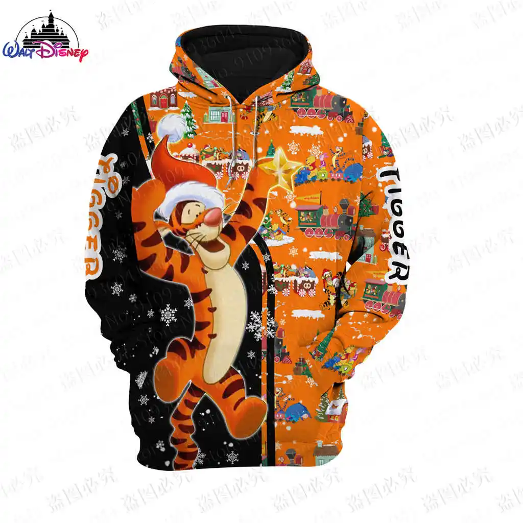 

Disney Winnie the Pooh Tiger merry christmas men women 3D Print High quality Fleece Zipper/ Hoodies parent-child Pullover Tops