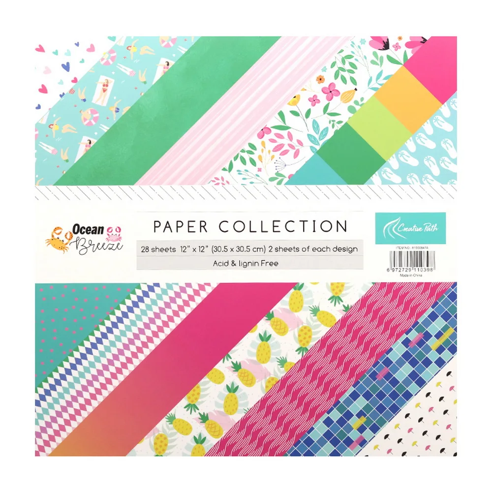 

Creative Path Ocean Breeze Pattern Scrapbook Paper 12x12 Inch Decorative Journaling Background Paper For Crafting Card Making