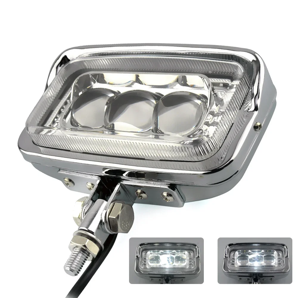 Motorfiets Vierkante LED Koplamp Hi/Lo Beam Retro Koplamp Vizier 10mm Bottom Mount Universele Voor Harley Cruiser Bobber chopper - afbeelding 2