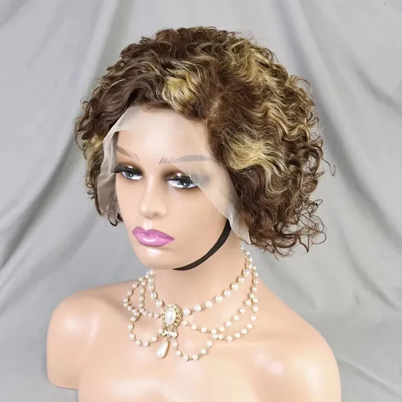 

Pixie Cut Short Bob Wigs Human Hair 4/27 13x4 Bob Wig Loose Deep Curly Lace Frontal Wig Jerry Curly Lace Front Human Hair Wig