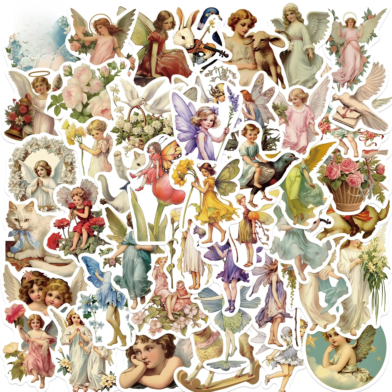 AliExpress NONE 50PCS Oil Painting Elf Fairytale Cute Angel Stickers Decoration Skateboard Laptop Bike Suitcase Wall Decals Cartoon Toys