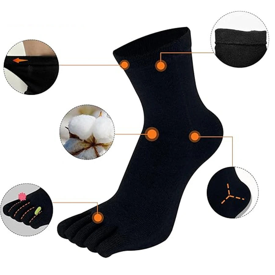 1/5/12 pares de calcetines unisex de algodón, transpirables, de cinco dedos, para correr, para hombres y mujeres, regalo de cumpleaños