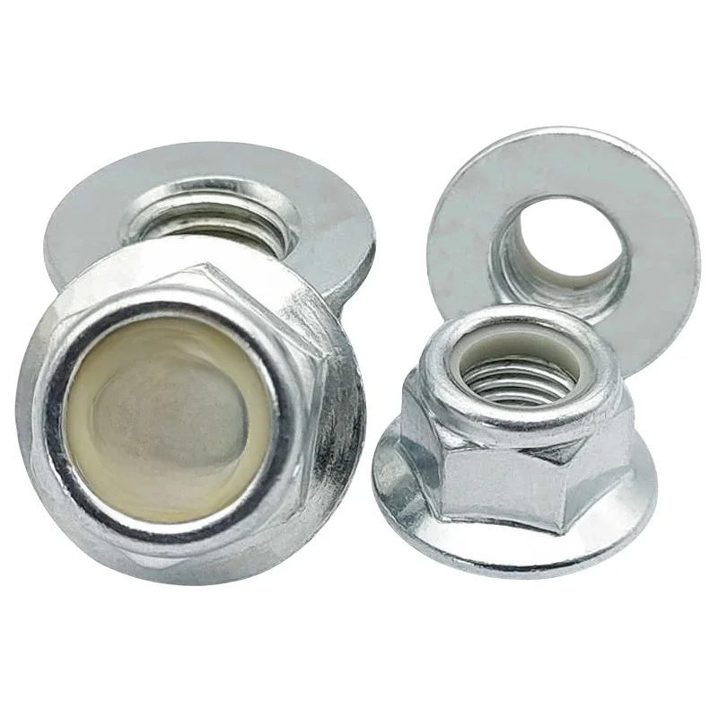 DIN6926 métrique M4 M5 M6 M8 M10 M12 antirouille zingué bride hexagonale en Nylon insérer écrou autobloquant Nylock écrou