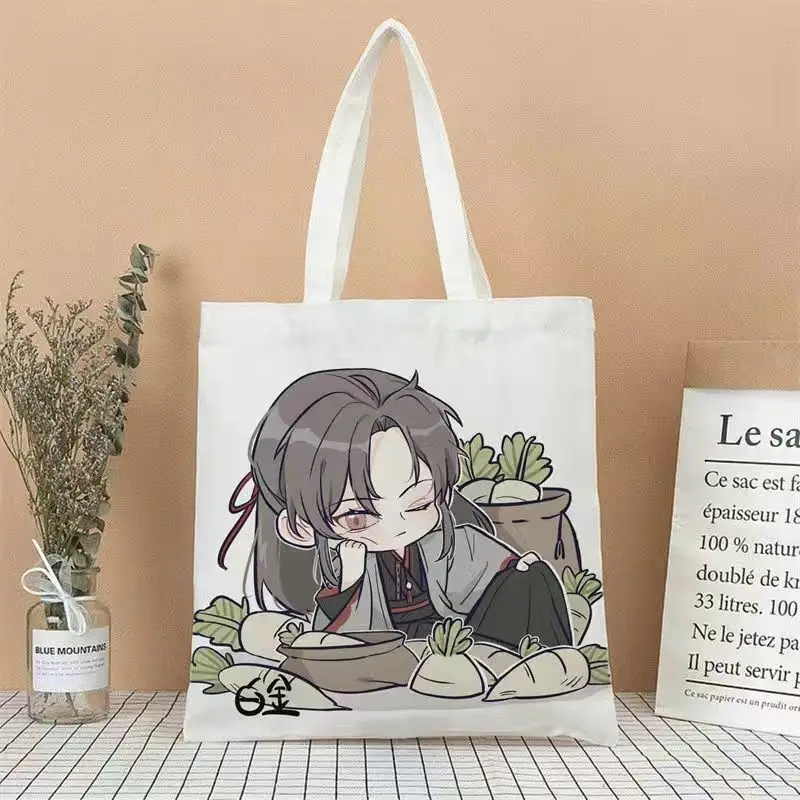 Mo Dao Zu Shi Cartoon Canvas Shoulder Bag Anime Grandmaster of Demonic Cultivation Cosplay Cute Casual Shopping Bag Handbag Gift