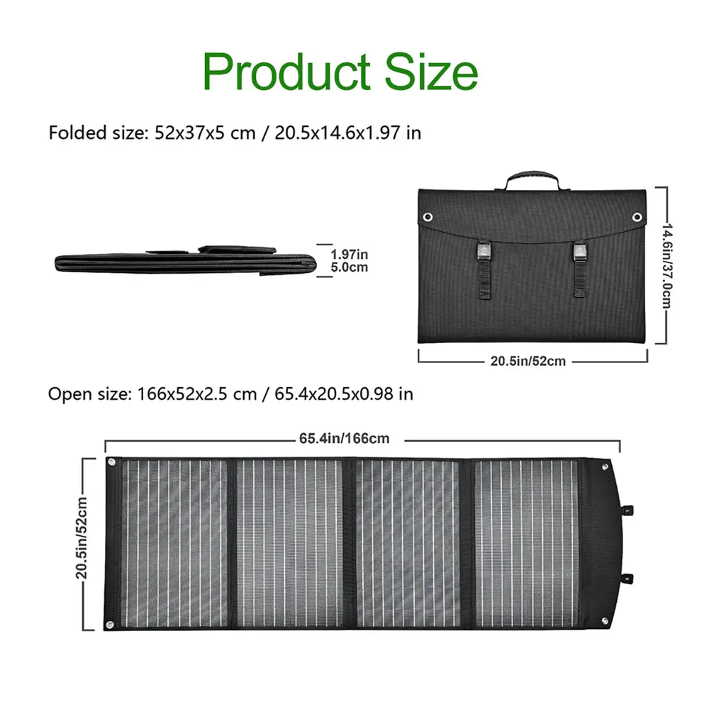 Imagem -06 - Etfe-painéis Solares Monocristalinos Dobráveis Bolsa de Carregamento Pacote Solar Portátil Dobrável dc 12v18v Usb Qc3.0 Mais Saída pd 45w 160w