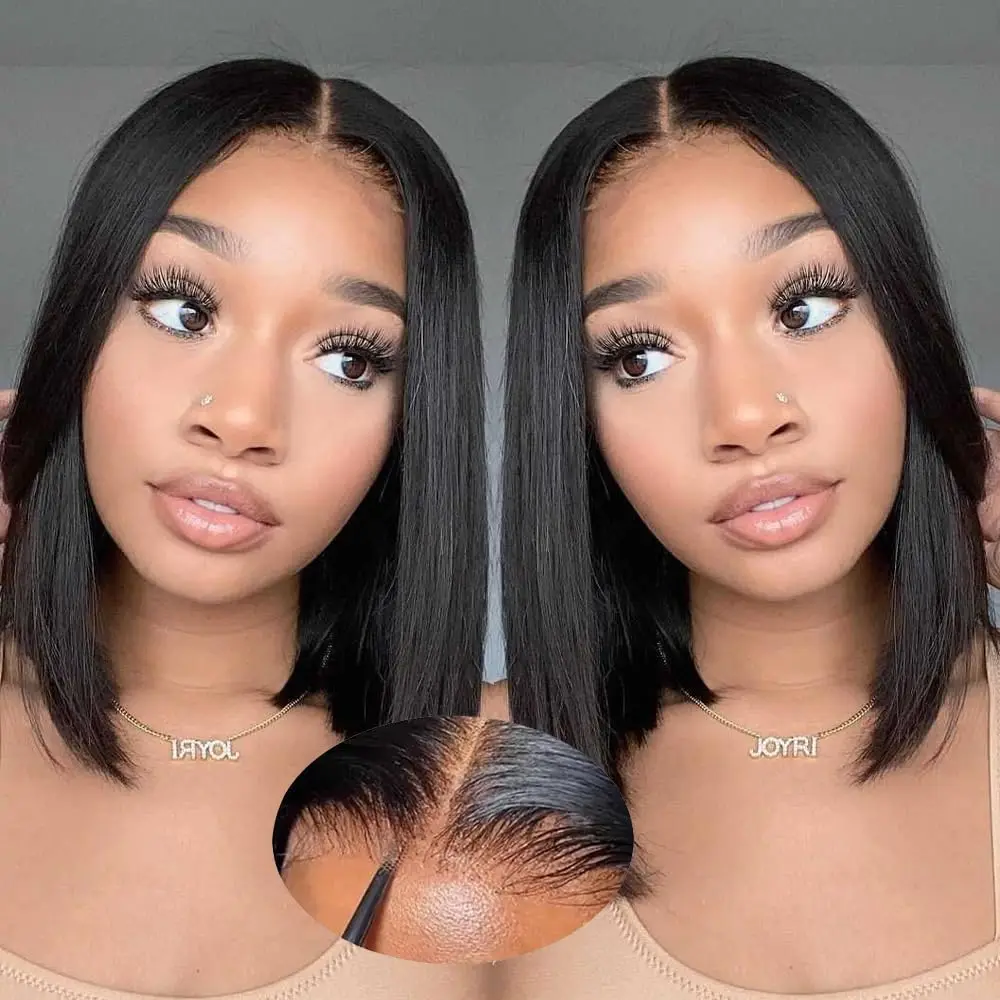 

Wear And Go Glueless Bob Wig Human Hair Pre Plucked Pre Cut Straight HD Lace Frontal Bob Wigs Human Hair For Black Women Hair