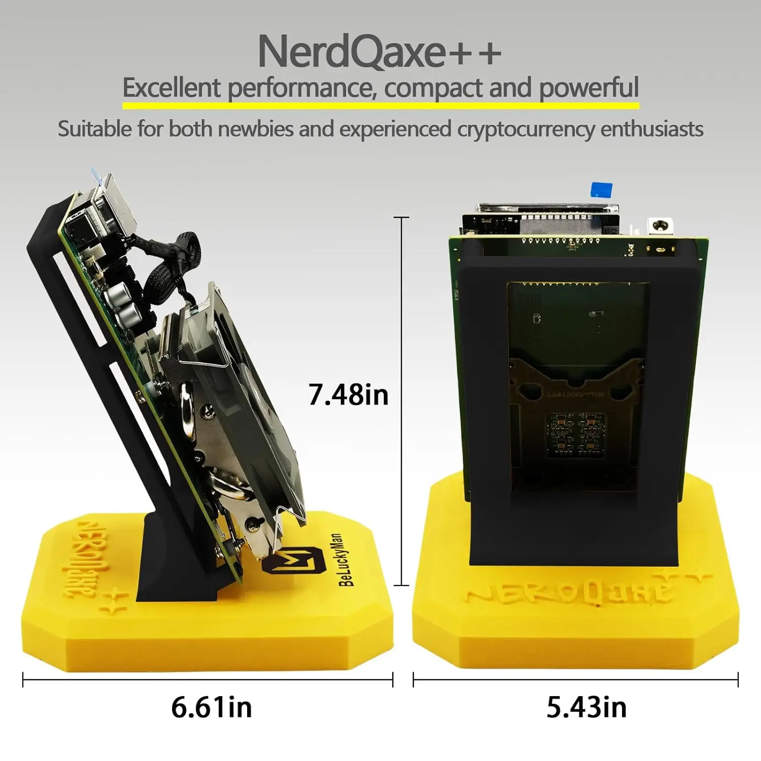 KIC NerdQaxe++ 4.8TH/s Bitcoins Miner 4 Stück BM1370 Asic Chip Solo BTC 15J/Th 98 W Stromverbrauch Open-Source-Mining-Maschine