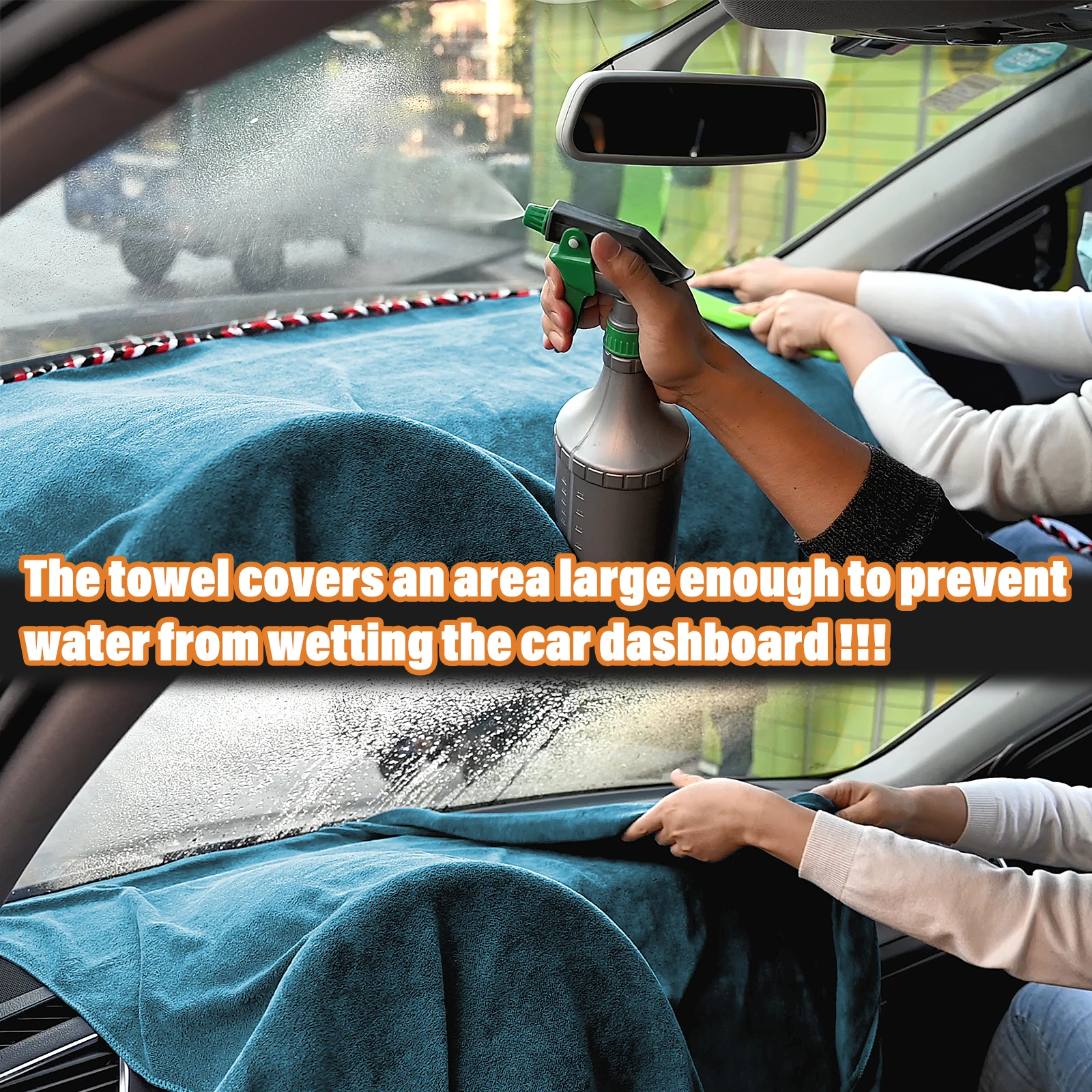 FOSHIO Car Dash Protector Guard Windshield Cleaning Microfiber Drying Towel Dashboard Cover Water Absorbent Cloth Auto Detailing