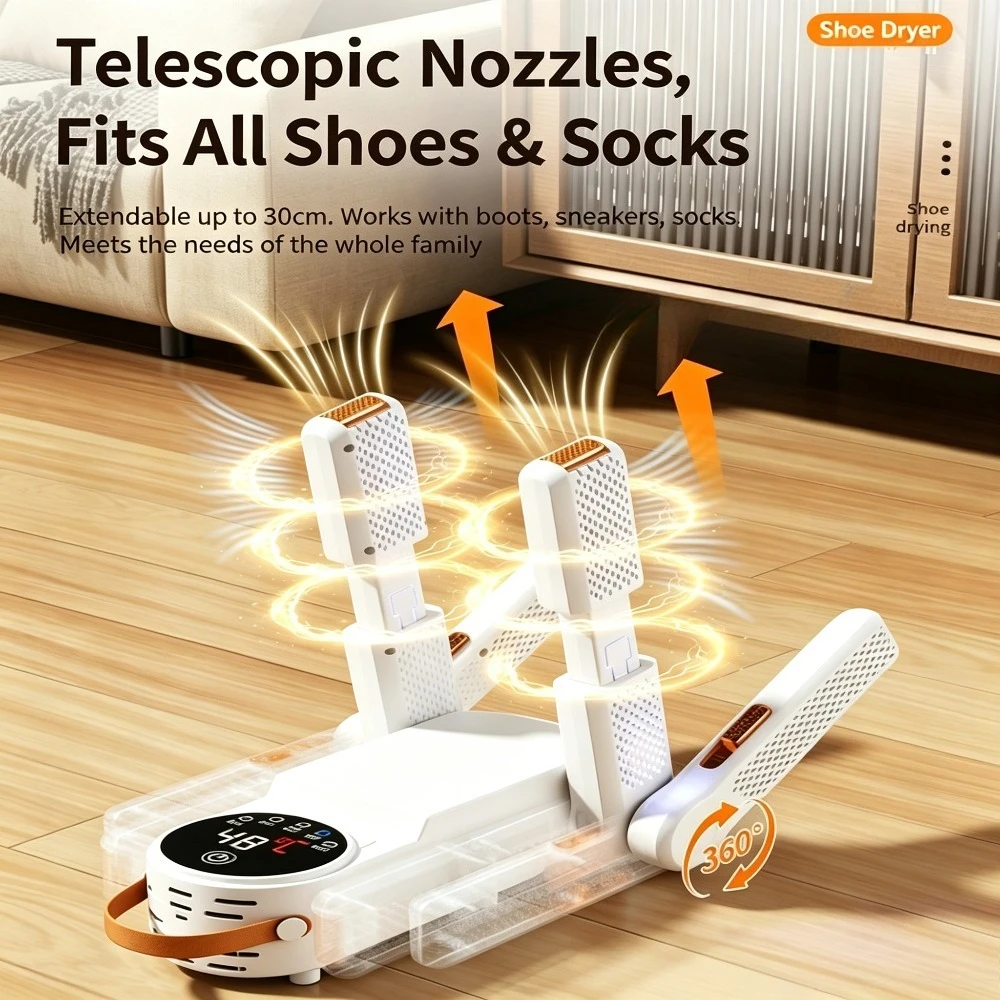 Secador de zapatos eléctrico plegable, calentamiento rápido para botas, calcetines y guantes, desodorizador portátil