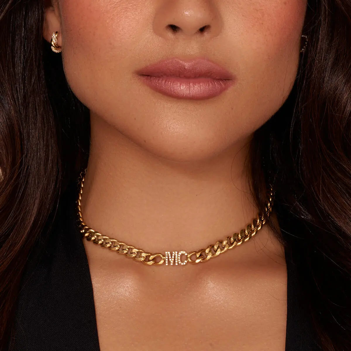 

Custom Pearl Double Initial Choker Personalized Name Pendant Necklace 18K Gold Plated Exquisite Jewelry Gift For Women Girls