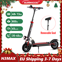 SUNNIGOO Electric Scooter For Adult 10 inch Off-Road 48V Lithium Battery Max Speed 45km/h Removable Seat Foldable E Scooter