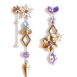 Anime Game Genshin Impact Zhongli Keqing Mona Cosplay Props Earrings Eardrop Fashion Vintage Jewelry Accessories Gift