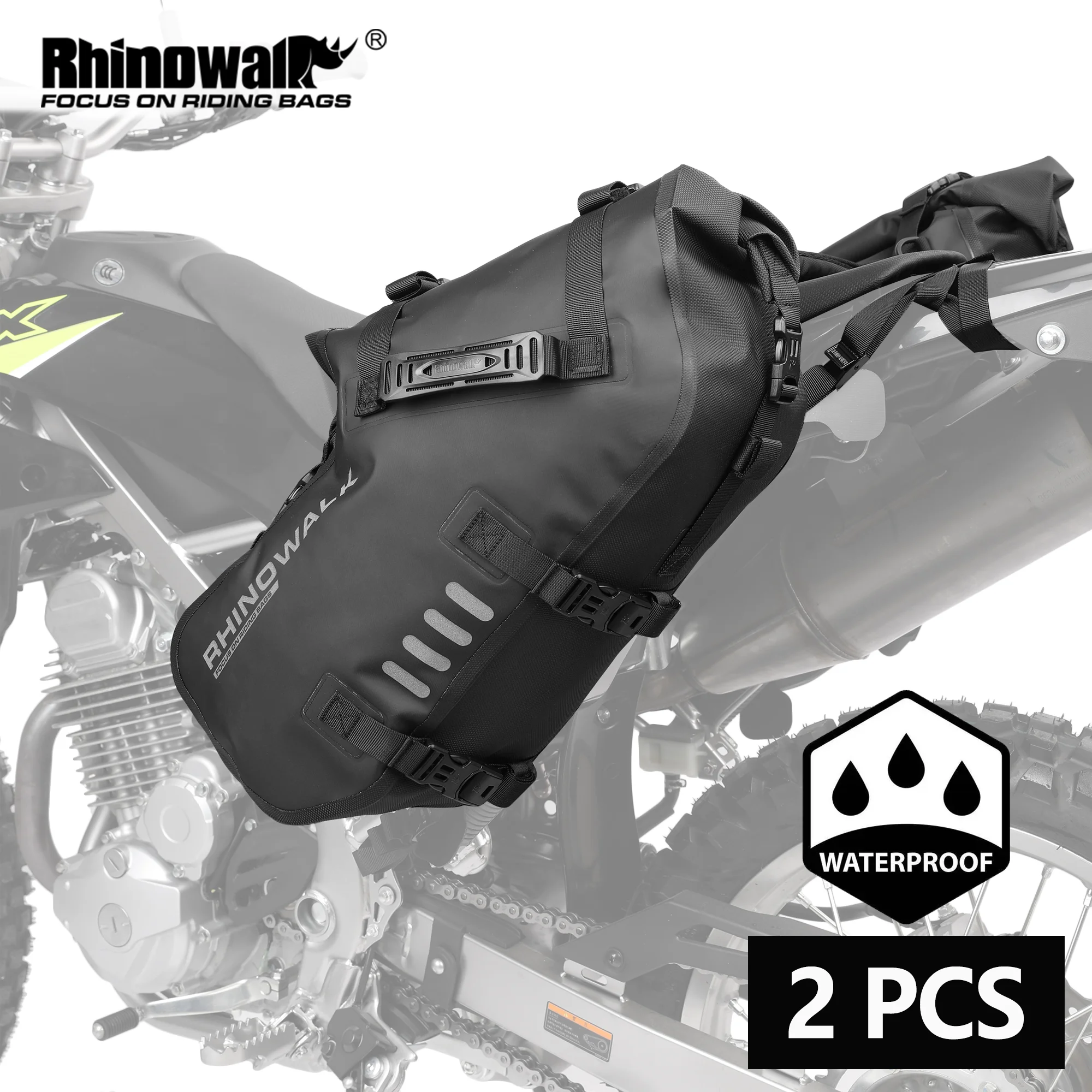 Rhinowalk Motorcycle Double Side Bags 2 Pieces Waterproof 28L/48L Universal Fit Motorcross Pannier Bag Saddle Bags For BMW HONDA