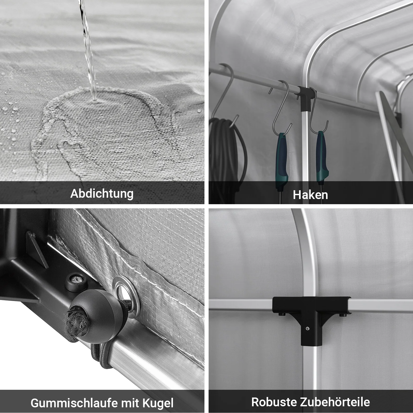 SoBuy KLS11 Fahrradgarage, wetterfester Geräteschuppen, Fahrradgarage für 2–4 Fahrräder, Carport-Zelt mit UV-Schutz, 120 x 163 x 176 cm – Detail 7