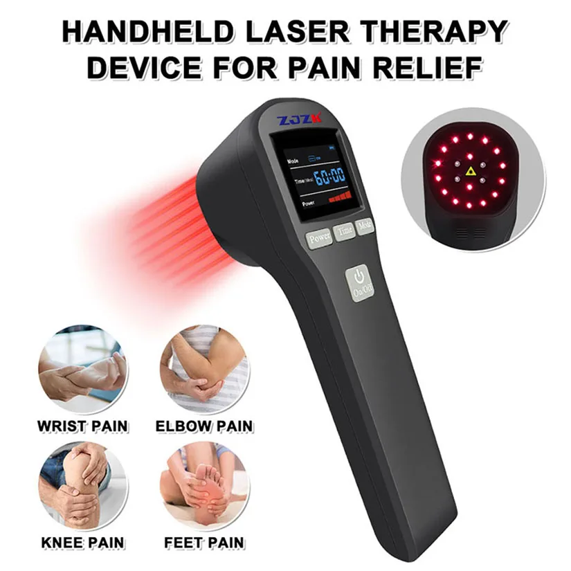 Laser pain relief device for plantar fasciitis cure anti-inflammation wound healing tissue repair with 4x808nm+16x650nm 880mW