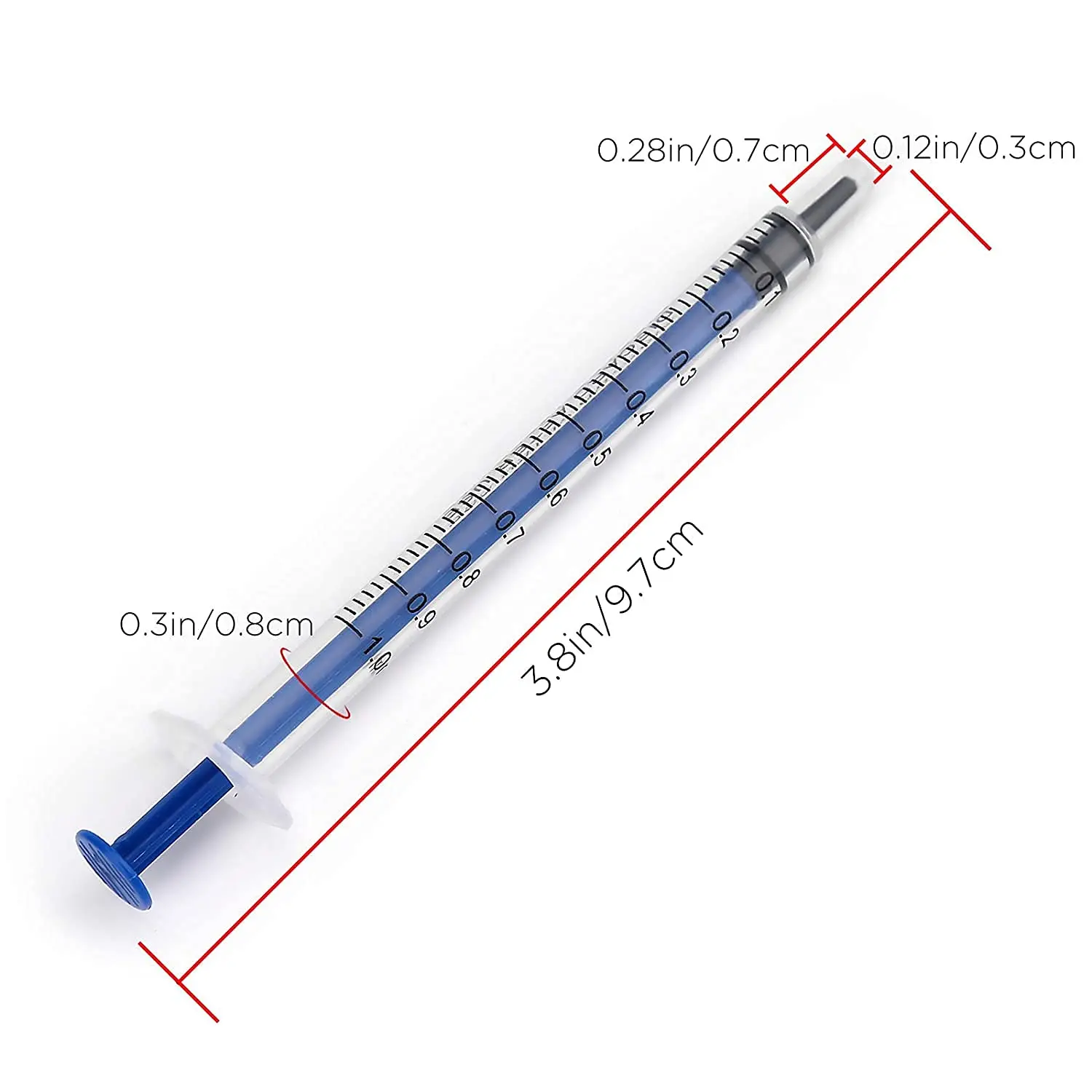 100 Pack 1ml Plastic Syringe with Measurement - Individually Sealed for Oral, Dental, Lab, Plant Hydroponic, Pet Use