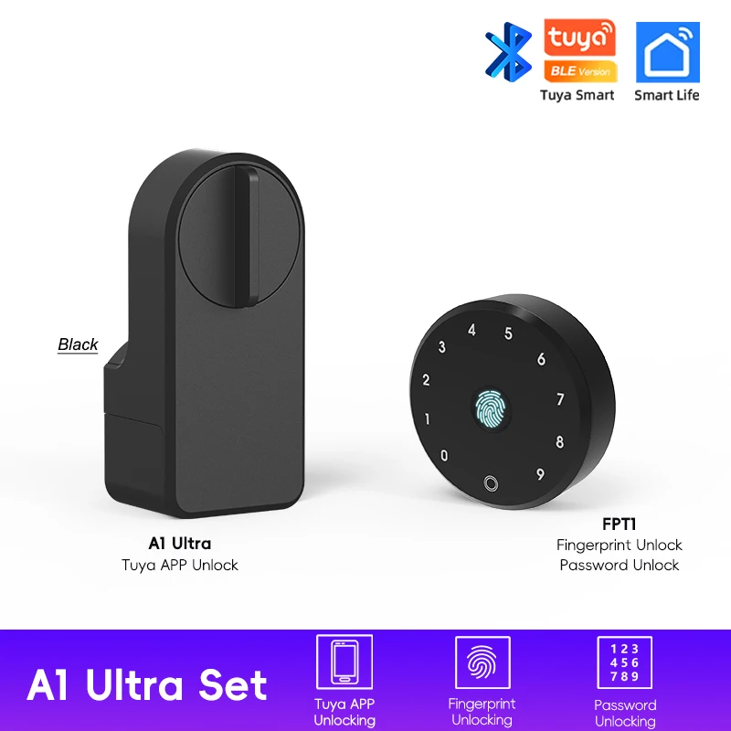 Nieuwe RAYKUBE A1 Ultra Tuya BLE Intelligent Elektronisch Deurslot Vingerafdruk Toetsenbord FPT1 Ontgrendelen Geen-dig Installatie voor Smart Home