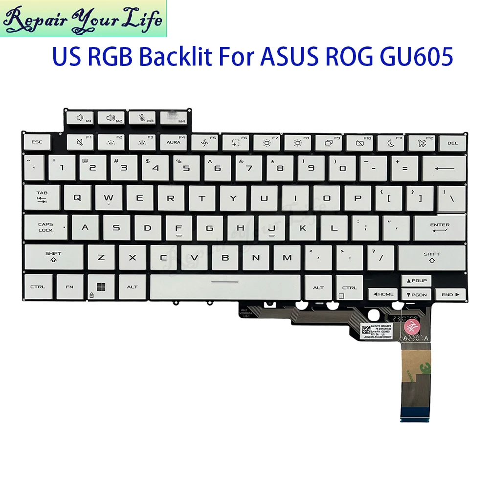 

Клавиатура с RGB-подсветкой (США) для игрового ноутбука ASUS ROG Zephyrus G16 GU605 GU605M GU605MU GU605MV, английская раскладка, артикул 0KNR0-291UUS00