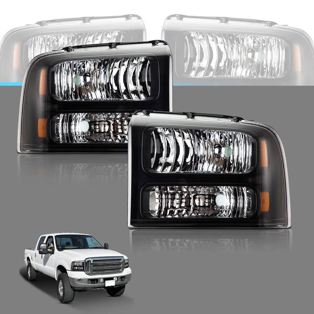 

Car Headlights Assembly Fit for 2005-2007 Ford F250 F350 F450 F550 Super Duty for 2005 Excursion Chrome Housing Clear Lens