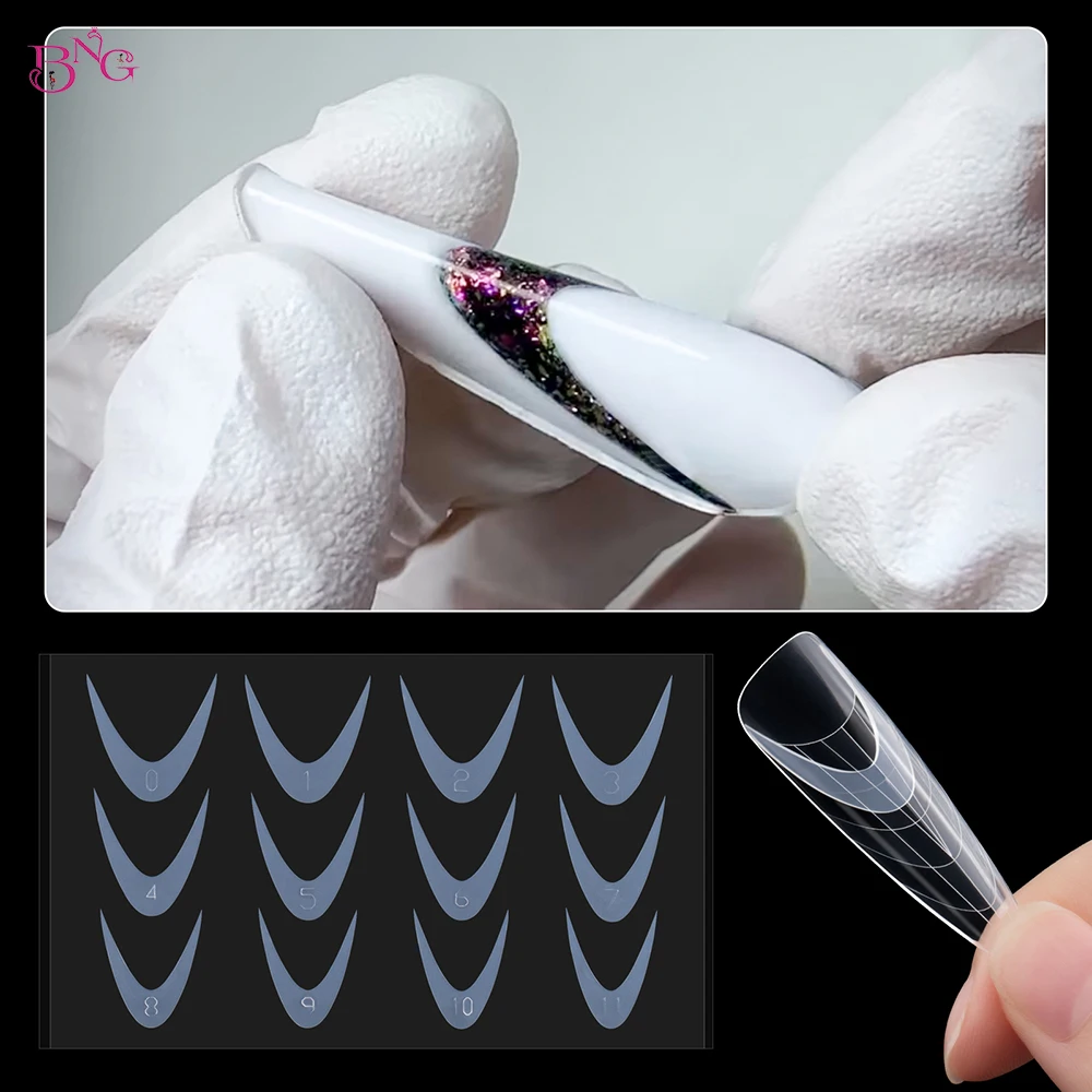 BNG 24 Stück Dual Forms French Silikon-Pads Form Schnell French Line Guides Nagelform Duet System Weiche Wiederverwendbare Aufkleber 9 Typen – Detail 12