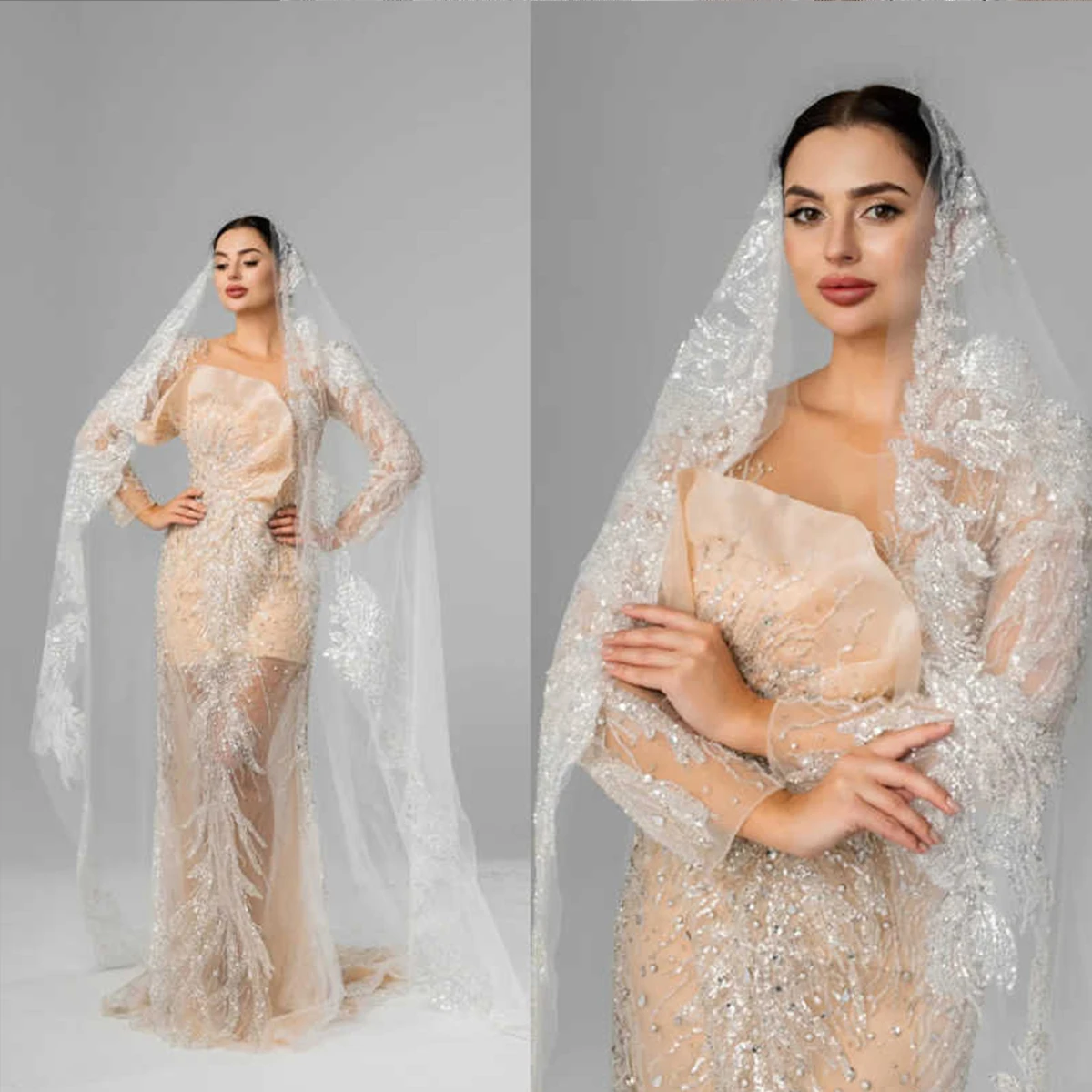 

Роскошная свадебная фата, мягкая фата, кружевные свадебные аксессуары, длина аппликации, фата по индивидуальному заказу