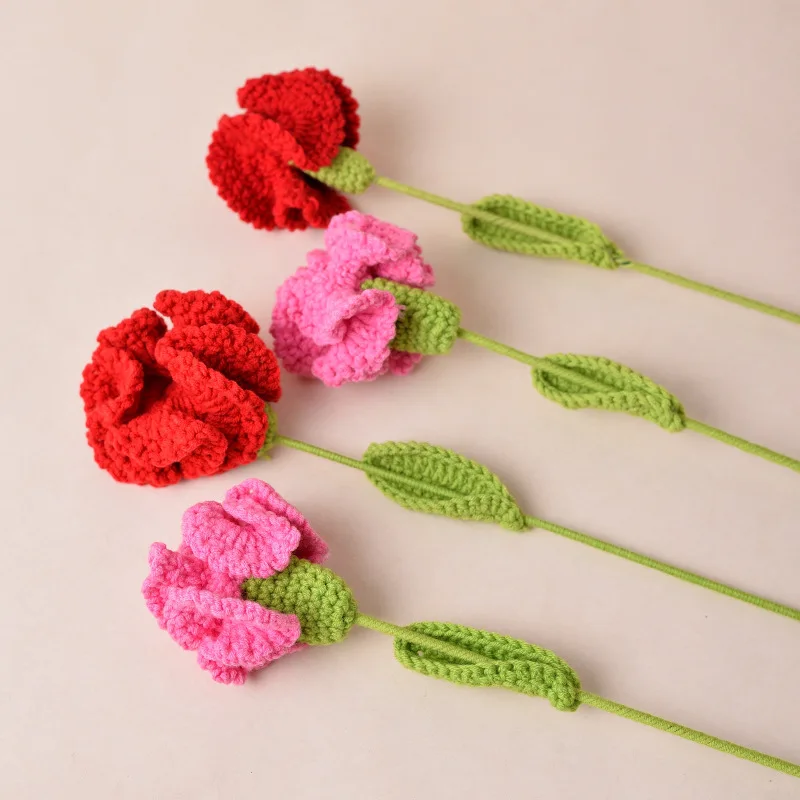 Handmade crochet woven carnation artificial flower simulation flower