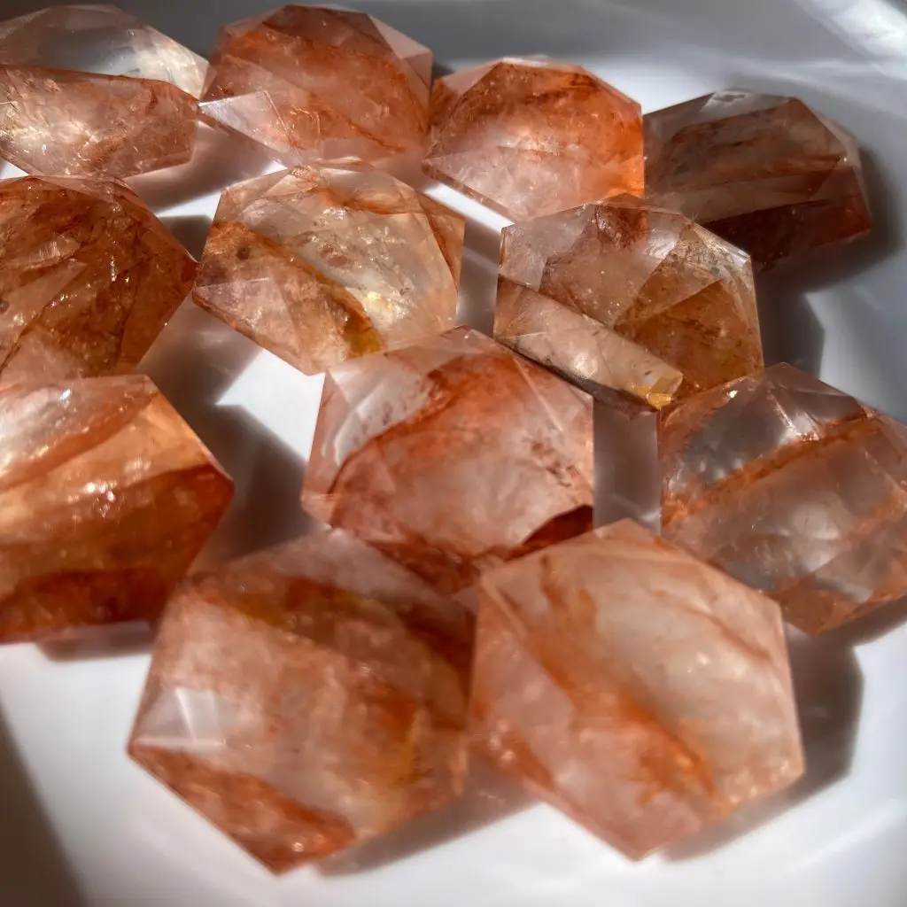 Natural Fire Quartz David Star Energized Crystal For Healing Manifestation Protection Diy Pendant-image