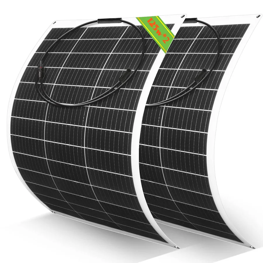 125W Flexibles Solarpanel, Biegbares Monokristallines, Hocheffizientes Wasserdichtes Solarladegerät für Wohnmobile, Boote, Camping & Outdoor