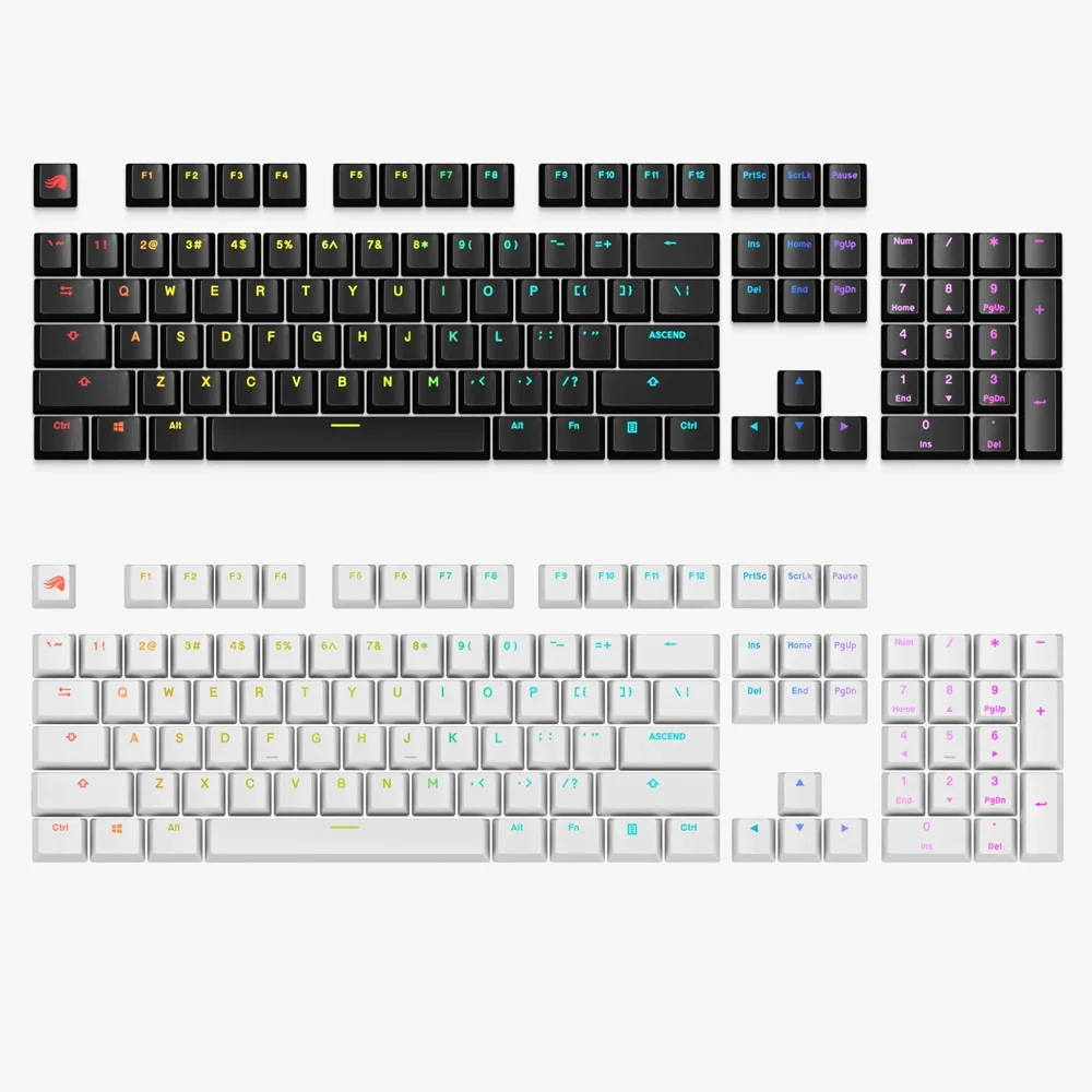 [New] Glorious GPBT Backlit RGB transmission keycap set (black/white)