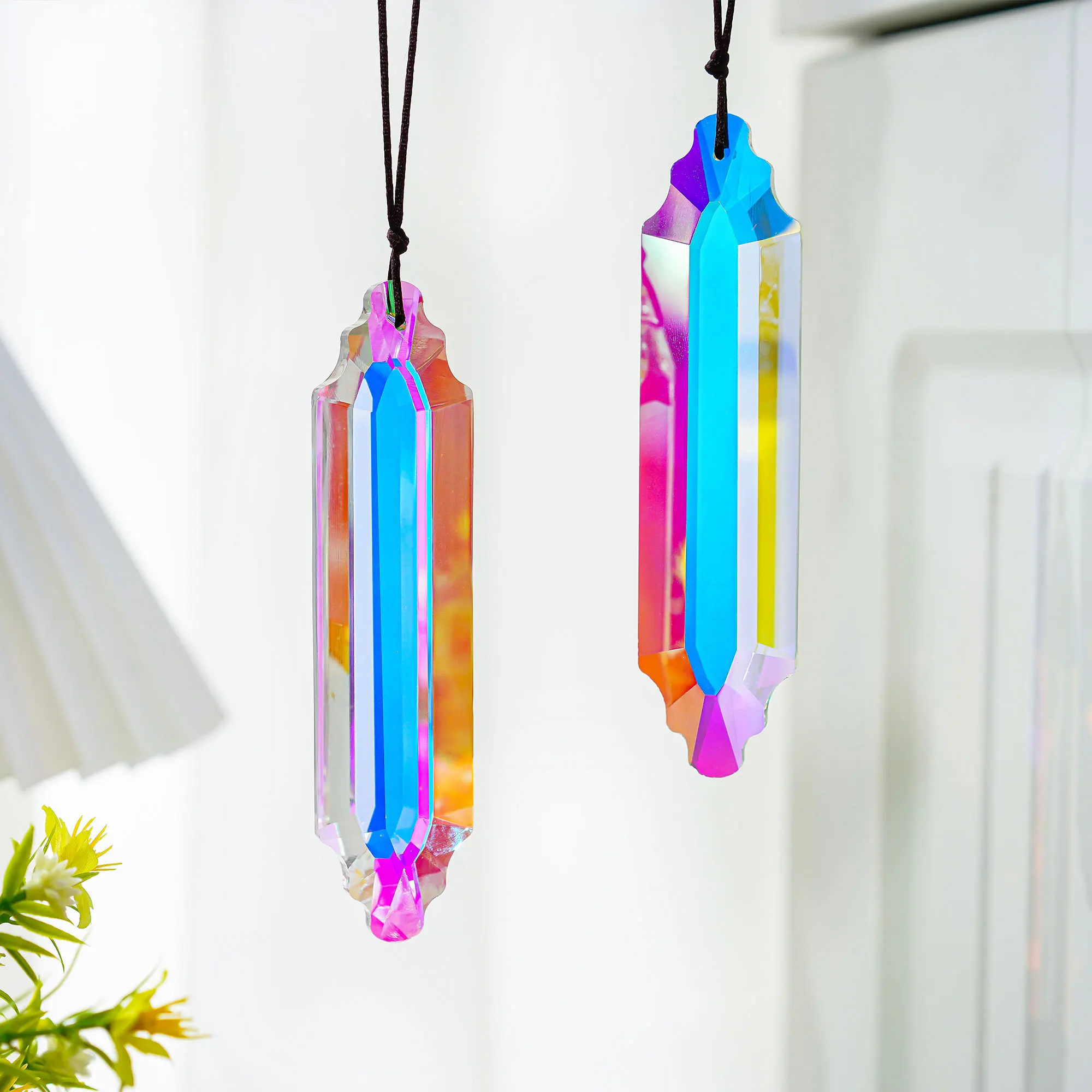 2pcs 120mm Large Crystal SunCatcher Prisms AB Colored Hexagone Hanging Suncatchers Rainbow Maker Decor for Home Garden Window