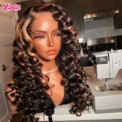 Ombre Red Colored Curly 13x6 HD Lace Front Wig Human Hair Wig Brazilian13x4 Lace Frontal Wig For Woman Pre Plucked 30 Inch Ubest