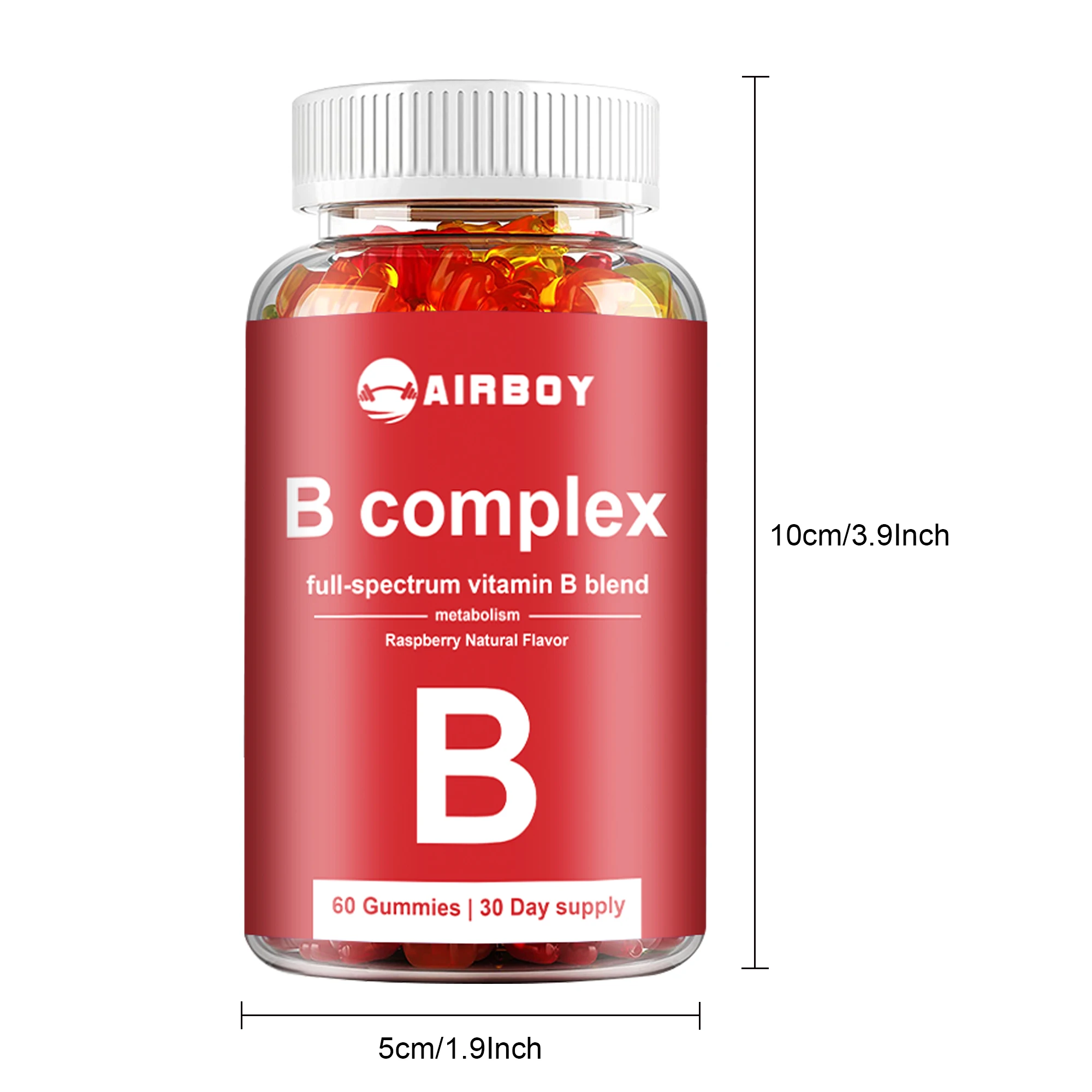 Complexo vitamínico B-Boost Energy, Aumente o metabolismo, Melhore o humor, Alivie o estresse, 60 gomas