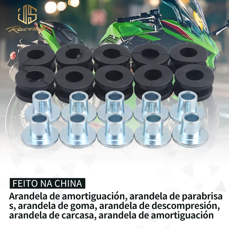 JSRAOIMG M6 Kit de parafusos de borracha para motocicleta Almofada de alívio de pressão Acessório para Kawasaki Ninja Yamaha YZF Honda CBR Suzuki