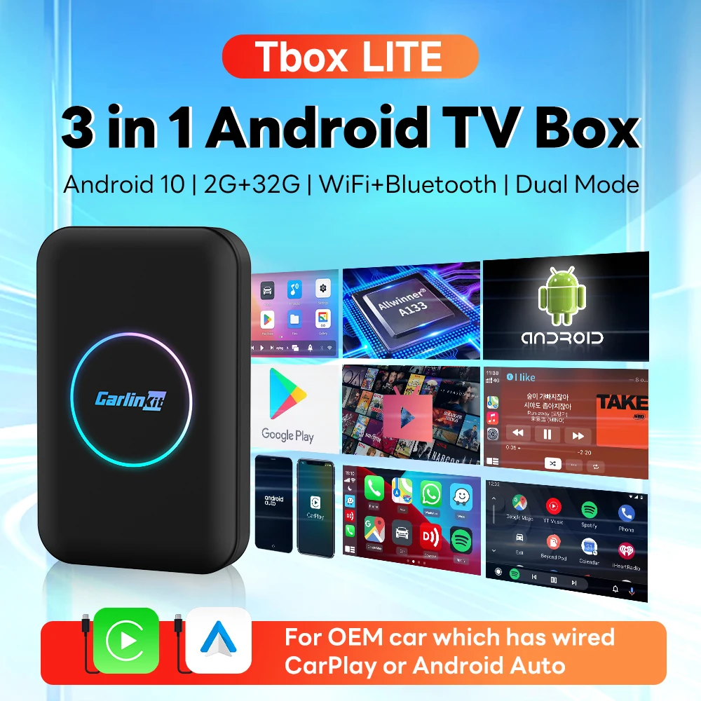 2024 CarlinKit 무선 카플레이 안드로이드 TV Ai 박스, 3 in 1, 안드로이드 10, 무선 카플레이, 안드로이드 자동 비디오 스트리밍 박스, 5G 와이파이 BT