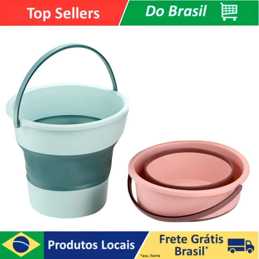 Balde Dobrável 5L com Alça – Portátil e Prático para Limpeza