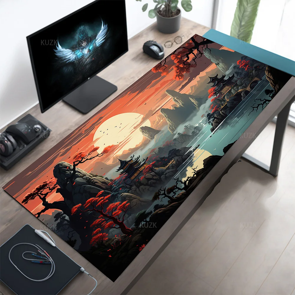 Japanese Dreamscape Desk Mat, Fantasy Keyboard Mat, Cute Mouse Pad, Large Game Table Decor, Gaming Mouse Mat, Desktop Accessory