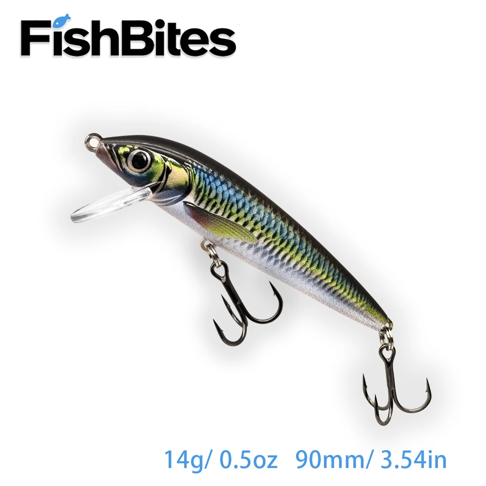 طعم أسماك البلمة 90 ملم 14 جرام طعم صلب للغرق للمياه المالحة والمياه العذبة لبايك، باس سمك السلمون المرقط