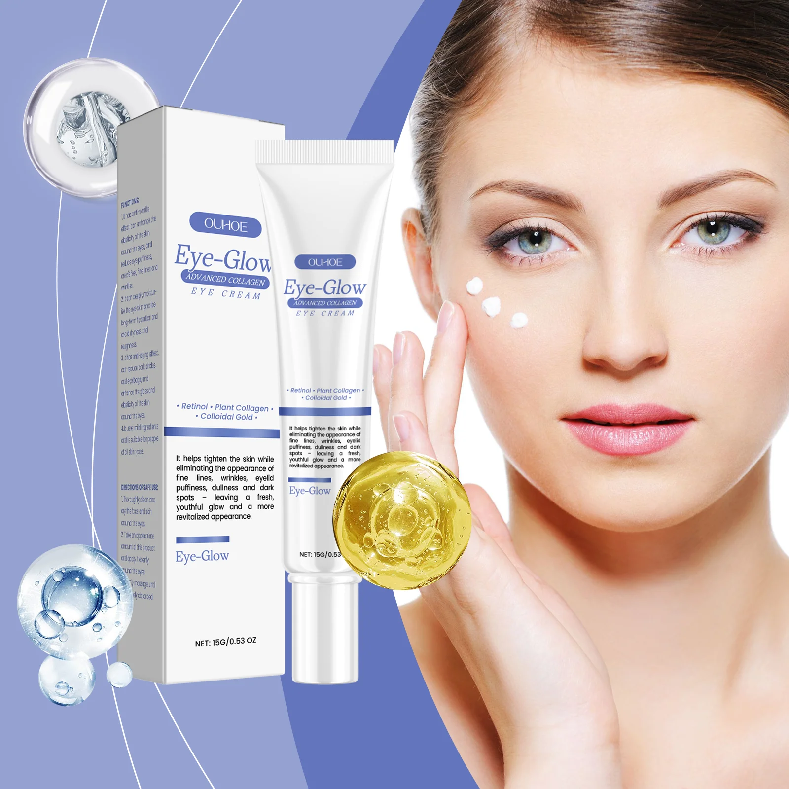 

OUHOE Firming Eye Cream Gently Repairs Moisturizes Fades Fine Lines Around the Eyes Massage the Eye Skin Firming Eye Cream