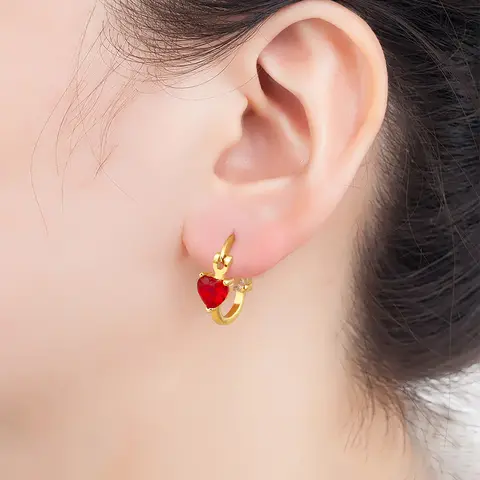 Nidin Korea Populära Hjärtformade Inlagda Röda/Vita Zirkon Charm Droppörhängen För Kvinnor Kvinnliga Födelsedagsfest Söta Smycken Presenter 10 best sales finurliga smycken - №10