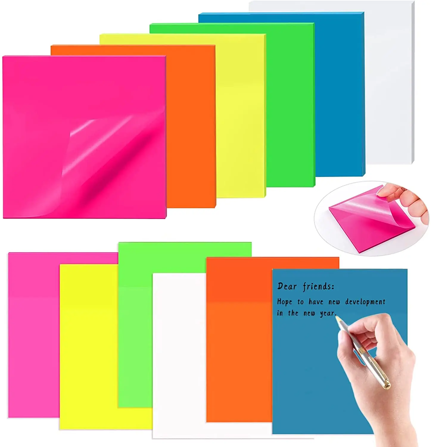 

50 Sheets Waterproof Transparent Sticky Note Memo Pads For To Do List Planners School Office Supplies Stationery