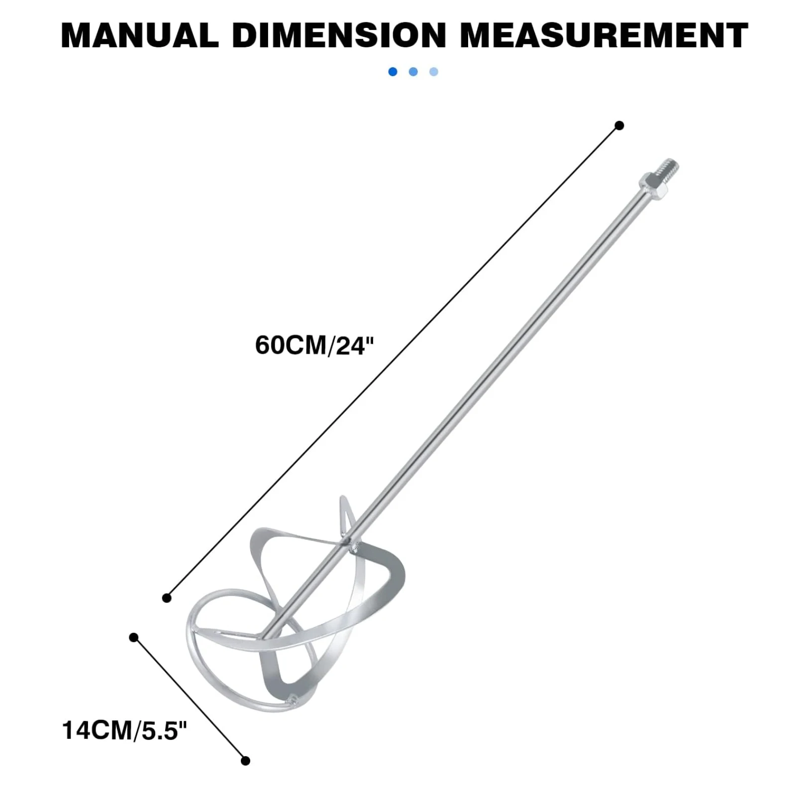 M14 Gewinde-Mischstab 600mm aus verzinktem Stahl, Helix-Rührstab für Farbe, Mörtel, Zement, Putz, Harz, Spachtelmasse, Mischbohrer, Rührer