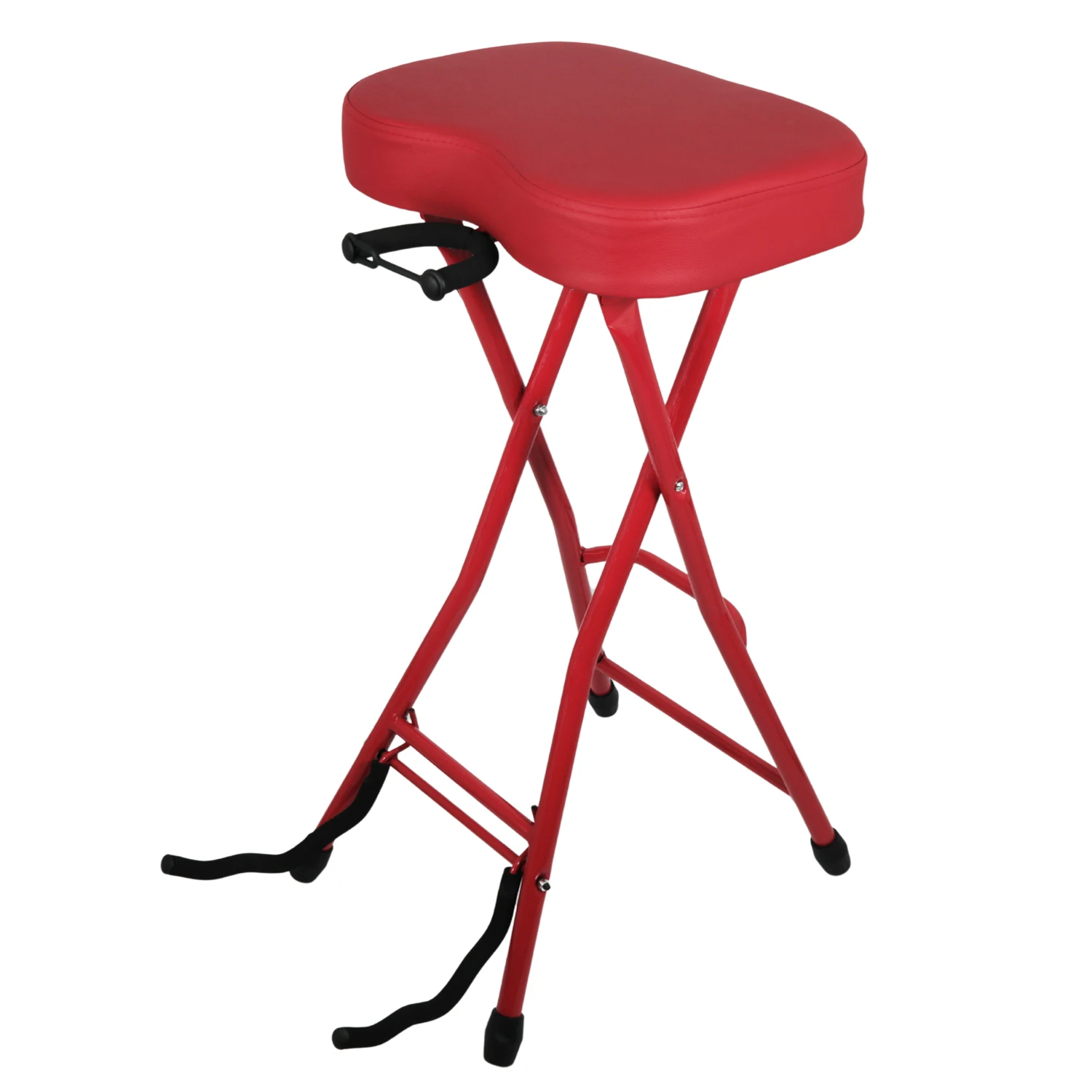 

5 Core Guitar Stool 3.15" Padded Chair Foldable Heavy Duty Music Seat Built in Foot Rest Guitar Stand
