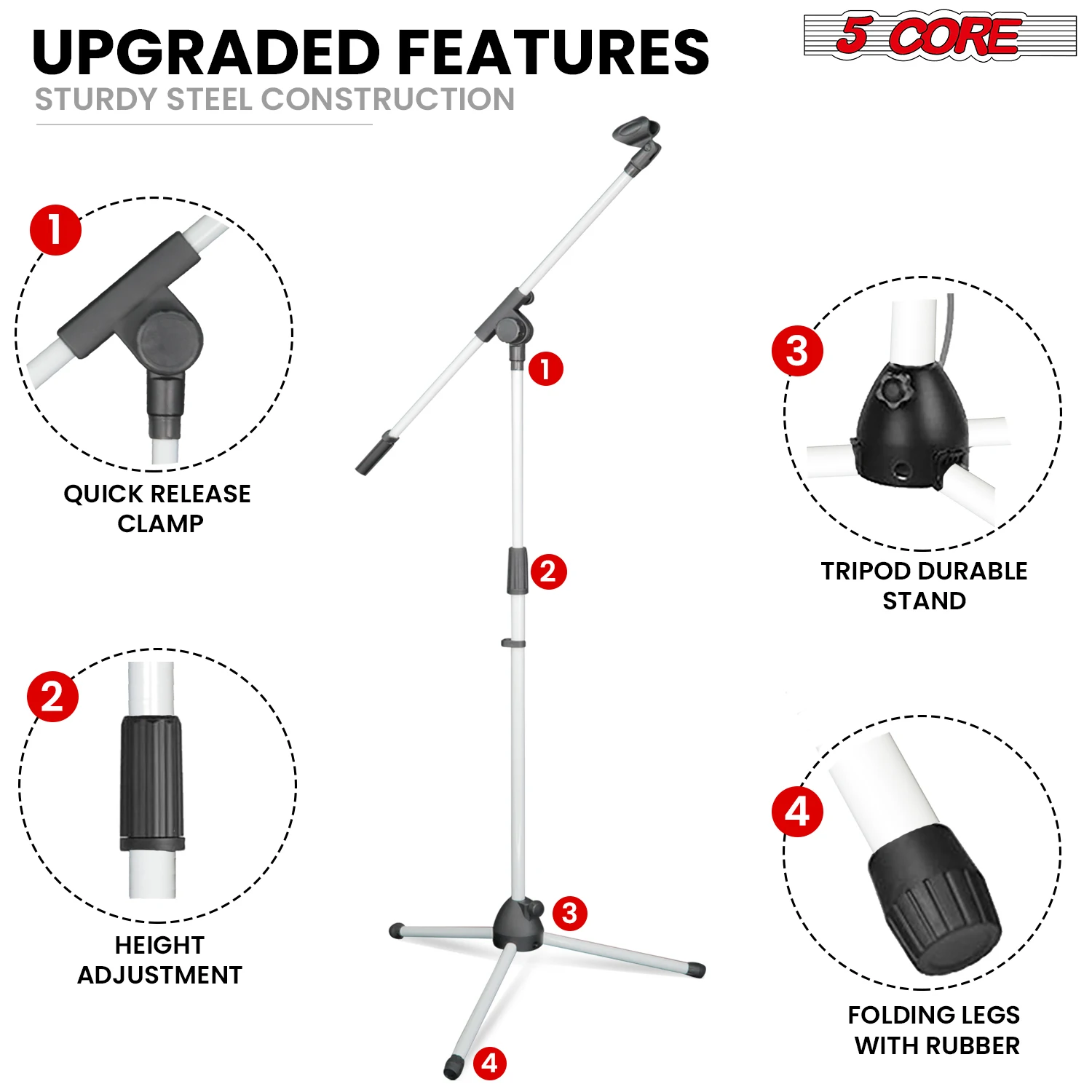 5 Core Mic Stand Floor Pair Ad - đánh giá và giá Microphone Stand Boom Arm Floor