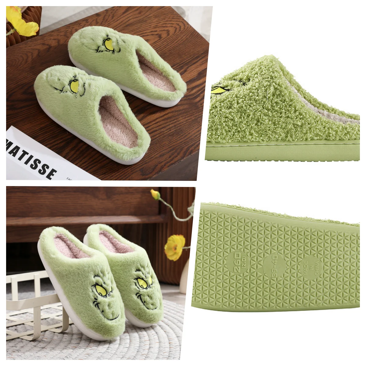 

2PCS Winter Warm Plush Slippers, Soft Cozy Home Shoes for Women Men（42-43）