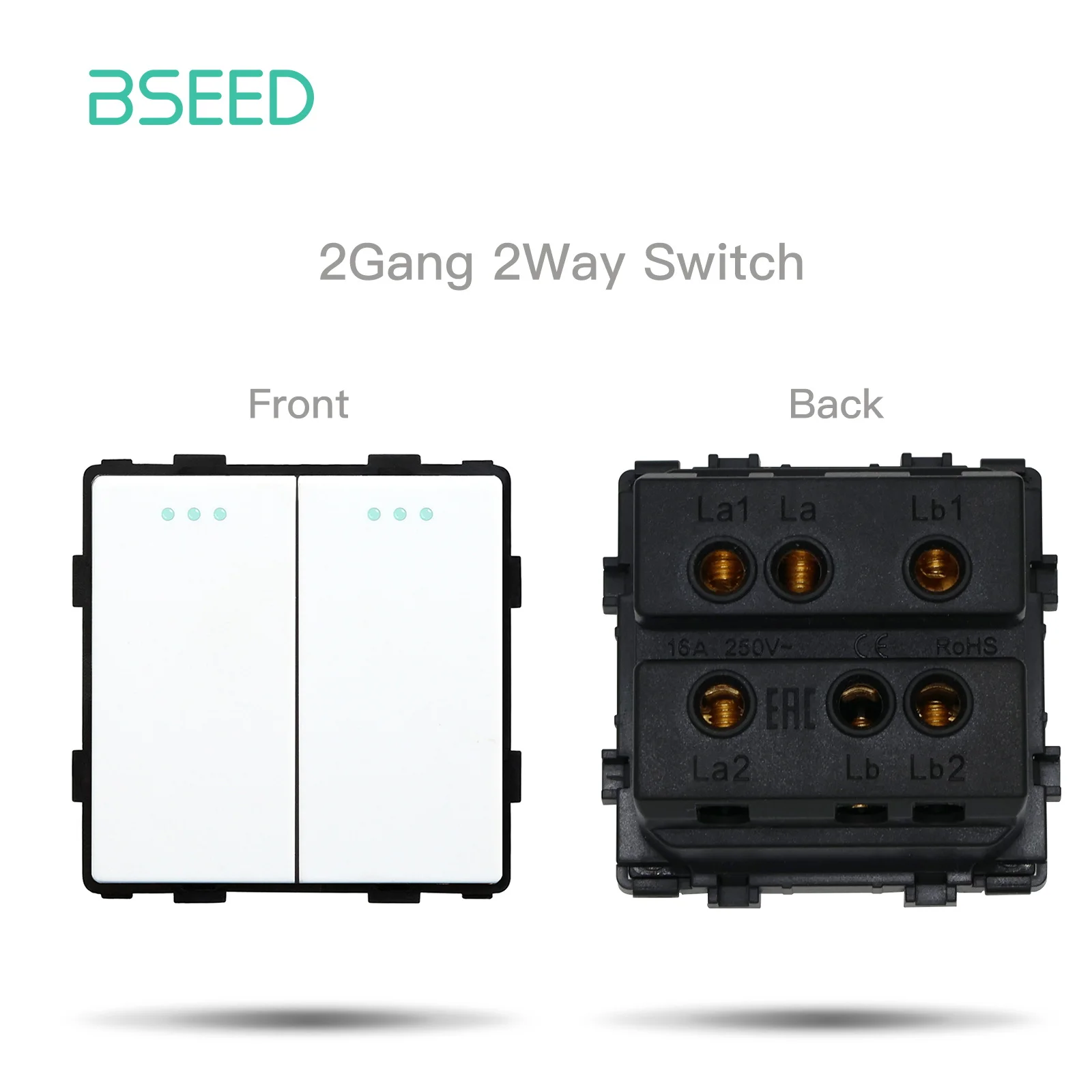 BSEED Mechanische Taste Schalter Modul Teil 1/2/3Gang 1/2Way Steckdose Funktion Teile Glas Rahmen weiß Schwarz DIY Kombination