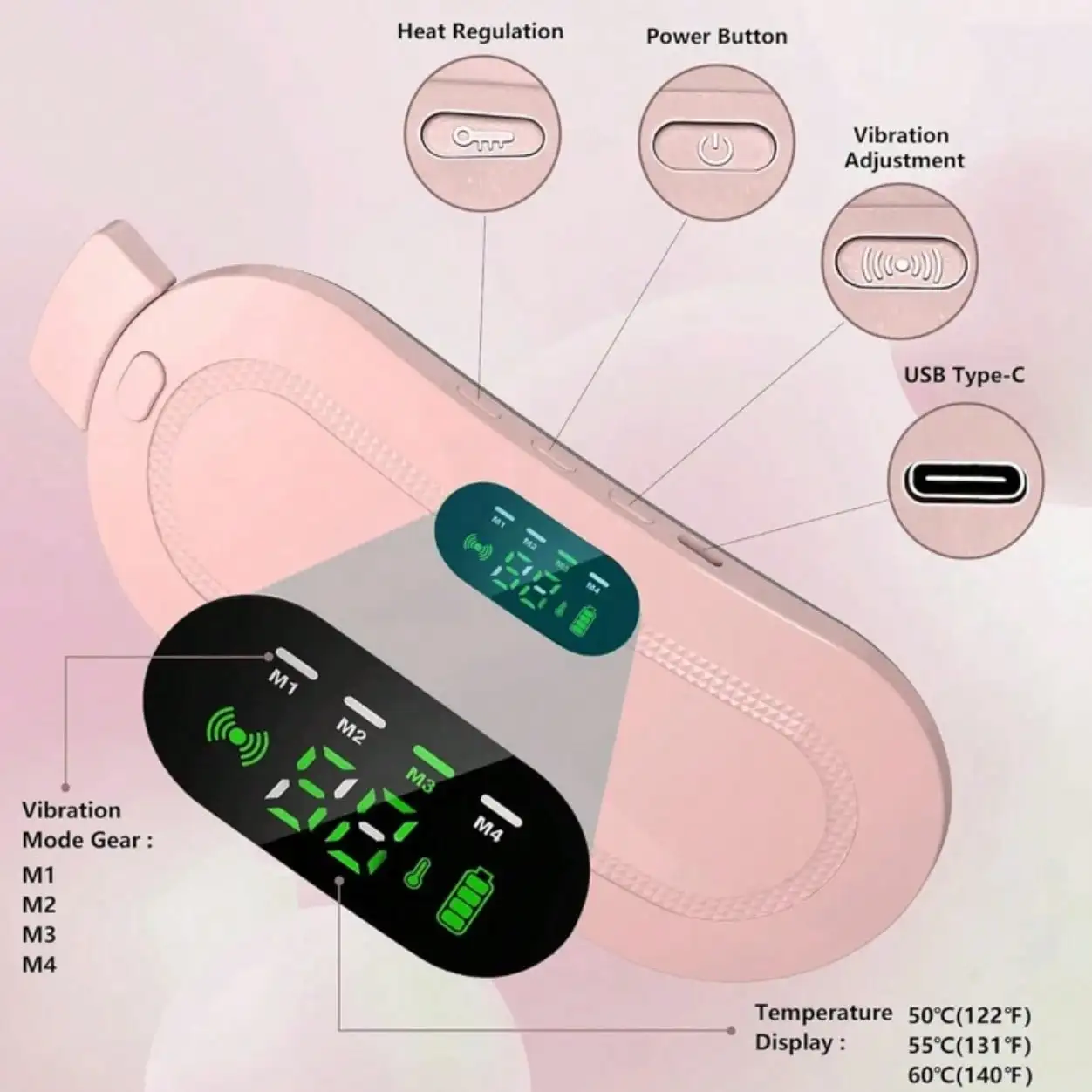 Portable Automatic Heating Pad forMenstrual Cramps Relief, Adjustable Belt Belly heatpad Wrap with Massage & Heat Therapy,CordlessComfort for Daily Use, ldeal Gift Heavy Duty Weightlifting Wrist Straps Waist Trimmer Trainer Belt BackSupport Women's