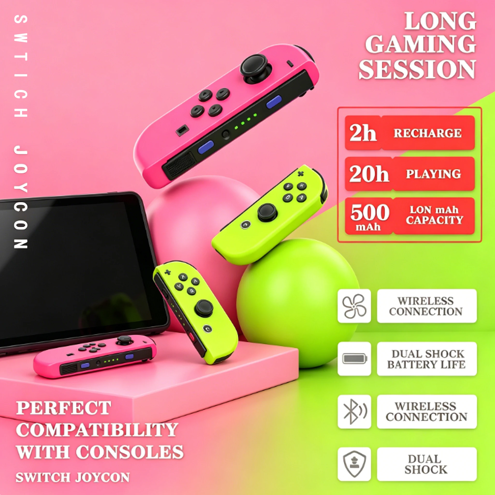 Joycon Switch Controller Joypad Wake-up Controllers for Switch/Lite/OLED Replacement Controller with Sword Dual Vibration