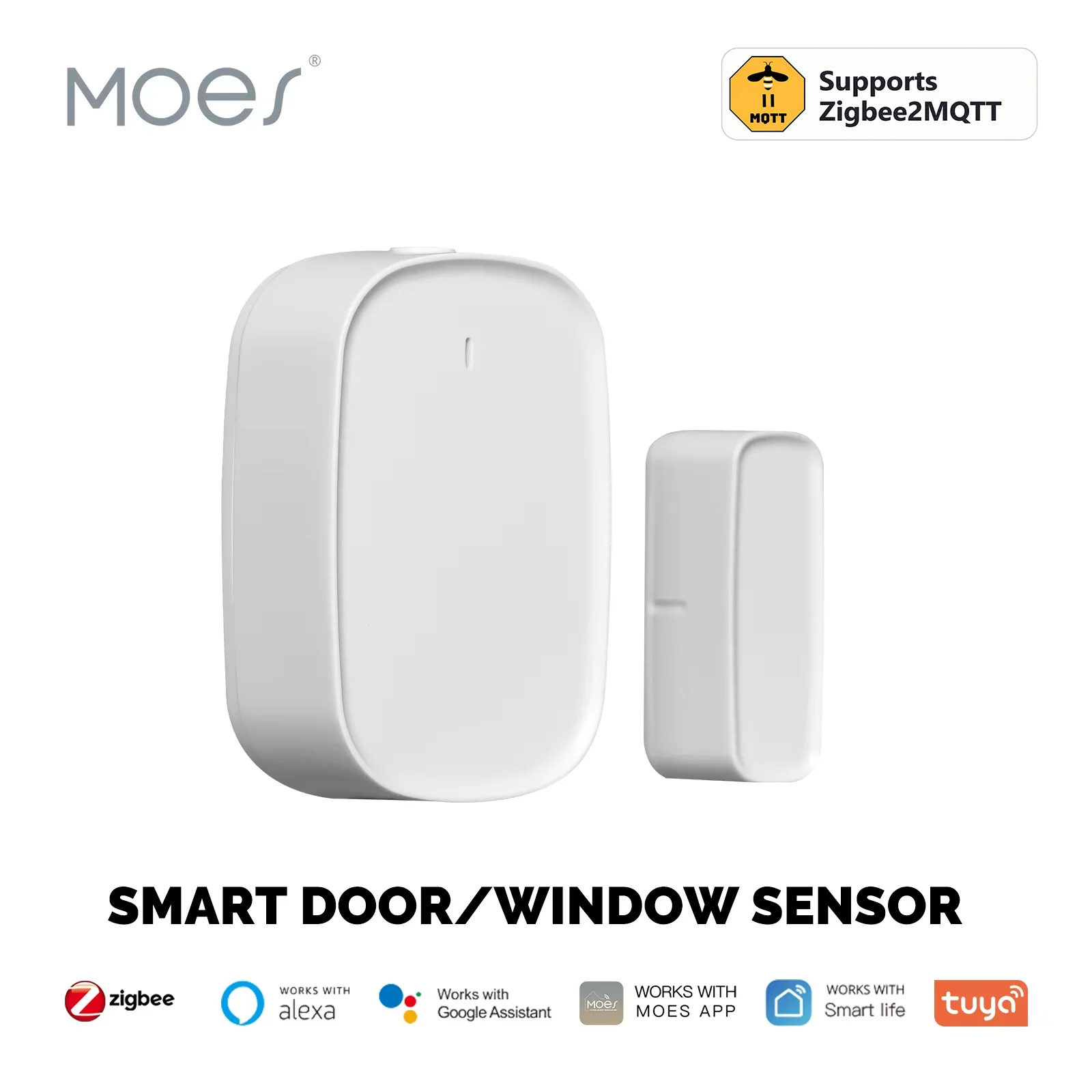 MOES Tuya Zigbee2MQTT Smart Window Door Gate Sensor Detector Smart Home Secur...